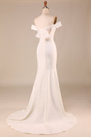 Load image into Gallery viewer, Mermaid Off The Shoulder Ivory Bridal Dress with Bowknot