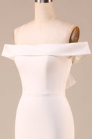 Load image into Gallery viewer, Mermaid Off The Shoulder Ivory Bridal Dress with Bowknot