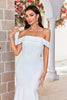 Load image into Gallery viewer, Off The Shoulder Mermaid Ivory Bridal Dress with Bowknot