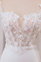 Load image into Gallery viewer, Ivory Lace Sweetheart Neck Long Sleeves Mermaid Wedding Dress with Sweep Train