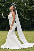 Load image into Gallery viewer, Simple Ivory Mermaid Backless Boho Wedding Dress
