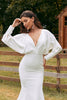 Load image into Gallery viewer, Simple Ivory Long Sleeves Mermaid Wedding Dress