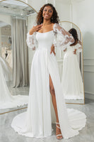 Load image into Gallery viewer, Ivory Detachable Long Sleeves Butterflies Boho Wedding Dress
