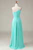 Load image into Gallery viewer, Black A-line Chiffon One Shoulder Floor Length Bridesmaid Dress