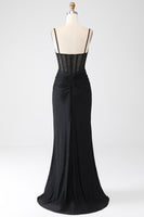 Load image into Gallery viewer, Mermaid Black Beaded Formal Dress with Ruffles