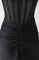 Load image into Gallery viewer, Mermaid Black Beaded Formal Dress with Ruffles
