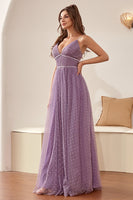 Load image into Gallery viewer, A Line Spaghetti Straps Bridesmaid Dress with Ruffles