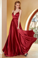 Load image into Gallery viewer, Burgundy Spaghetti Straps Simple Formal Dress