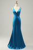 Load image into Gallery viewer, Blue Mermaid Backless Long Formal Dress