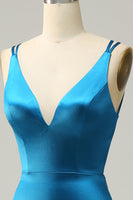 Load image into Gallery viewer, Blue Mermaid Backless Long Formal Dress