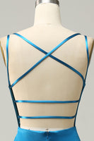 Load image into Gallery viewer, Blue Mermaid Backless Long Formal Dress