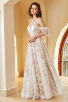 Load image into Gallery viewer, Gorgeous A Line Off the Shoulder White Lace Wedding Dress