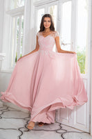 Load image into Gallery viewer, Pink Beaded Chiffon Mother of the Bride Dress