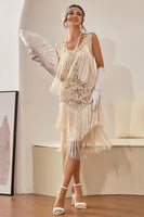 Load image into Gallery viewer, Blue Apricot Gatsby 1920s Dress with Sequins and Fringes