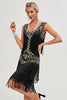 Load image into Gallery viewer, Black Gatsby 1920s Flapper Dress with Sequins and Fringes