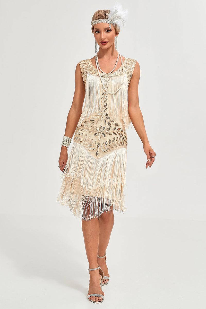 Load image into Gallery viewer, Black Gatsby 1920s Flapper Dress with Sequins and Fringes