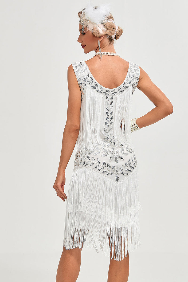 Load image into Gallery viewer, Black Gatsby 1920s Flapper Dress with Sequins and Fringes