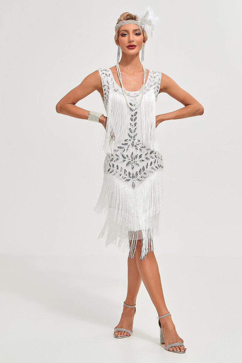 Load image into Gallery viewer, Black Gatsby 1920s Flapper Dress with Sequins and Fringes