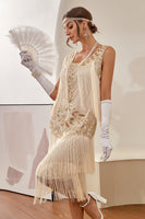 Load image into Gallery viewer, Blue Apricot Gatsby 1920s Dress with Sequins and Fringes