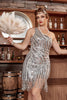 Load image into Gallery viewer, One Shoulder Silver Sequins Gatsby 1920s Dress with Tassel