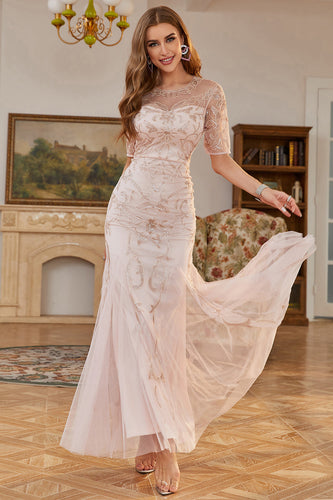Light Purple Beaded Long Formal Dress with Sleeves
