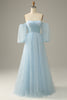 Load image into Gallery viewer, Sky Blue Off The Shoulder Formal Dress
