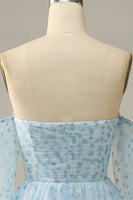 Load image into Gallery viewer, Sky Blue Off The Shoulder Formal Dress