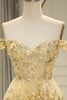 Load image into Gallery viewer, Glitter Golden Tiered A-Line Long Formal Dress with Lace