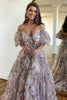 Load image into Gallery viewer, Pink Green Flower Off The Shoulder Formal Dress