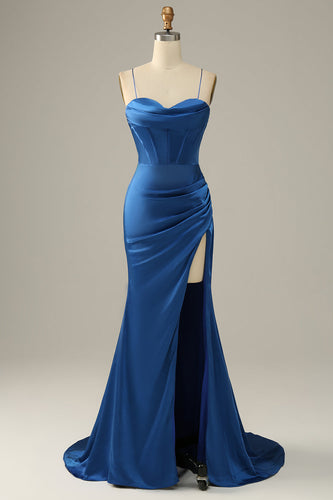 Royal Blue Spaghetti Straps Mermaid Formal Dress