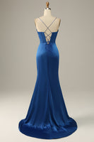 Load image into Gallery viewer, Royal Blue Spaghetti Straps Mermaid Formal Dress