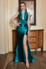 Load image into Gallery viewer, Dark Green Halter Convertible Lace Up Mermaid Formal Bridesmaid Dress With Slit