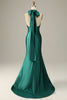 Load image into Gallery viewer, Dark Green Halter Convertible Lace Up Mermaid Formal Bridesmaid Dress With Slit
