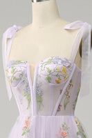 Load image into Gallery viewer, Lilac Embroidery Corset Long Formal Dress