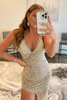 Load image into Gallery viewer, Sparkly Golden Backless Beaded Long Formal Dress with Slit