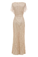 Load image into Gallery viewer, Sheath V Neck Light Khaki Mother of the Bride Dress with Beading