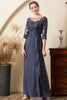Load image into Gallery viewer, Grey Blue Sparkly Beaded Chiffon Mother of the Bride Dress