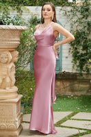 Load image into Gallery viewer, Sheath Spaghetti Straps Light Green Long Bridesmaid Dress with Bowknot