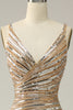 Load image into Gallery viewer, Sparkly Golden Backless Beaded Long Formal Dress with Slit