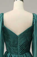 Load image into Gallery viewer, Navy Off Shoulder Long Sleeves Formal Dress with Ruffles