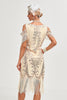 Load image into Gallery viewer, Black Cold Shoulder Sequins Fringes 1920s Gatsby Dress