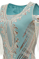 Load image into Gallery viewer, Green Sheath Off the Shoulder Sequins 1920s Dress With Tassels
