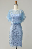 Load image into Gallery viewer, Grey Blue Mother of The Bride Dress with Ruffles