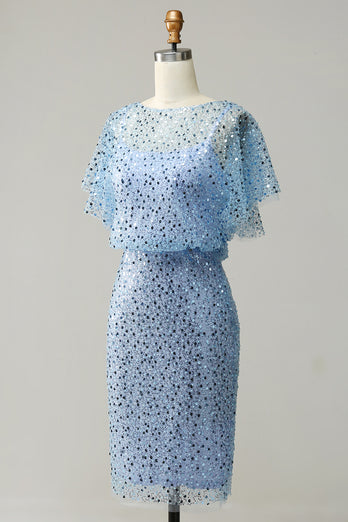Grey Blue Mother of The Bride Dress with Ruffles