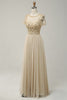 Load image into Gallery viewer, A-Line Apricot Long Formal Dress with Beading