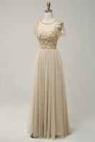 Load image into Gallery viewer, A-Line Apricot Long Formal Dress with Beading