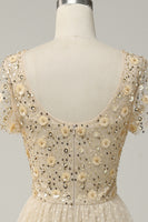 Load image into Gallery viewer, A-Line Apricot Long Formal Dress with Beading