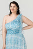 Load image into Gallery viewer, Blue Print One Shoulder Plus Size Bridesmaid Dress