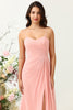 Load image into Gallery viewer, A Line Spaghetti Straps Blush Long Bridesmaid Dress with Split Front