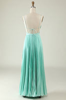 Load image into Gallery viewer, Mint Green Pleated Long Bridesmaid Dress